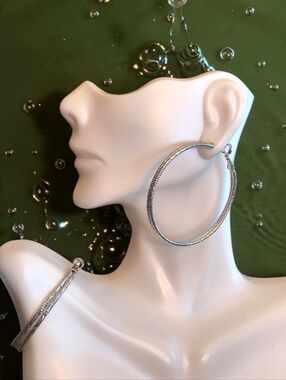 Classic Textured Silver-toned Hoop Earrings for Women